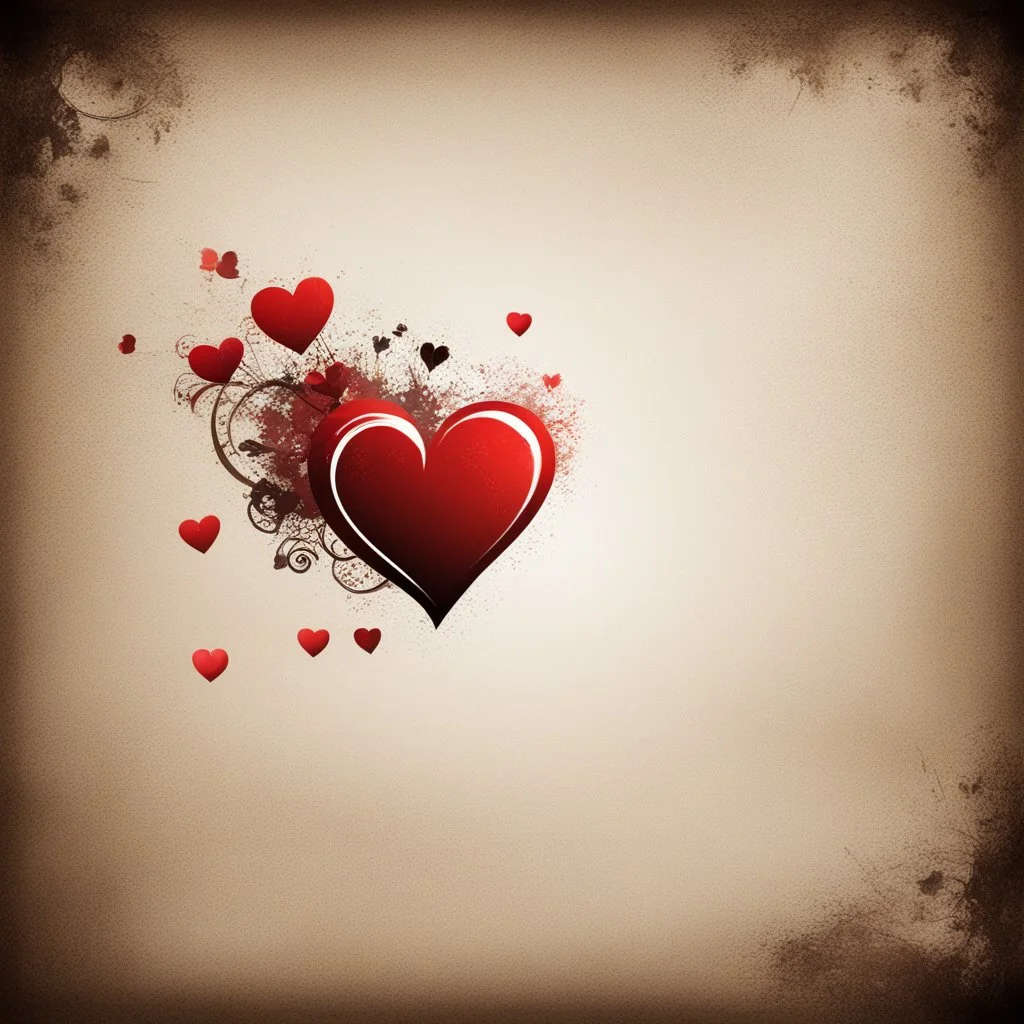 Romantic Hearts On Grungy Background.