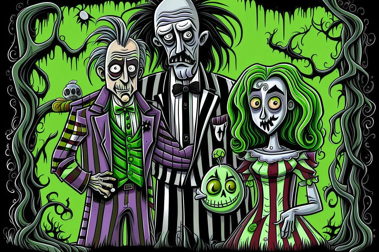 Halloween Beetlejuice Tim Burton style in color