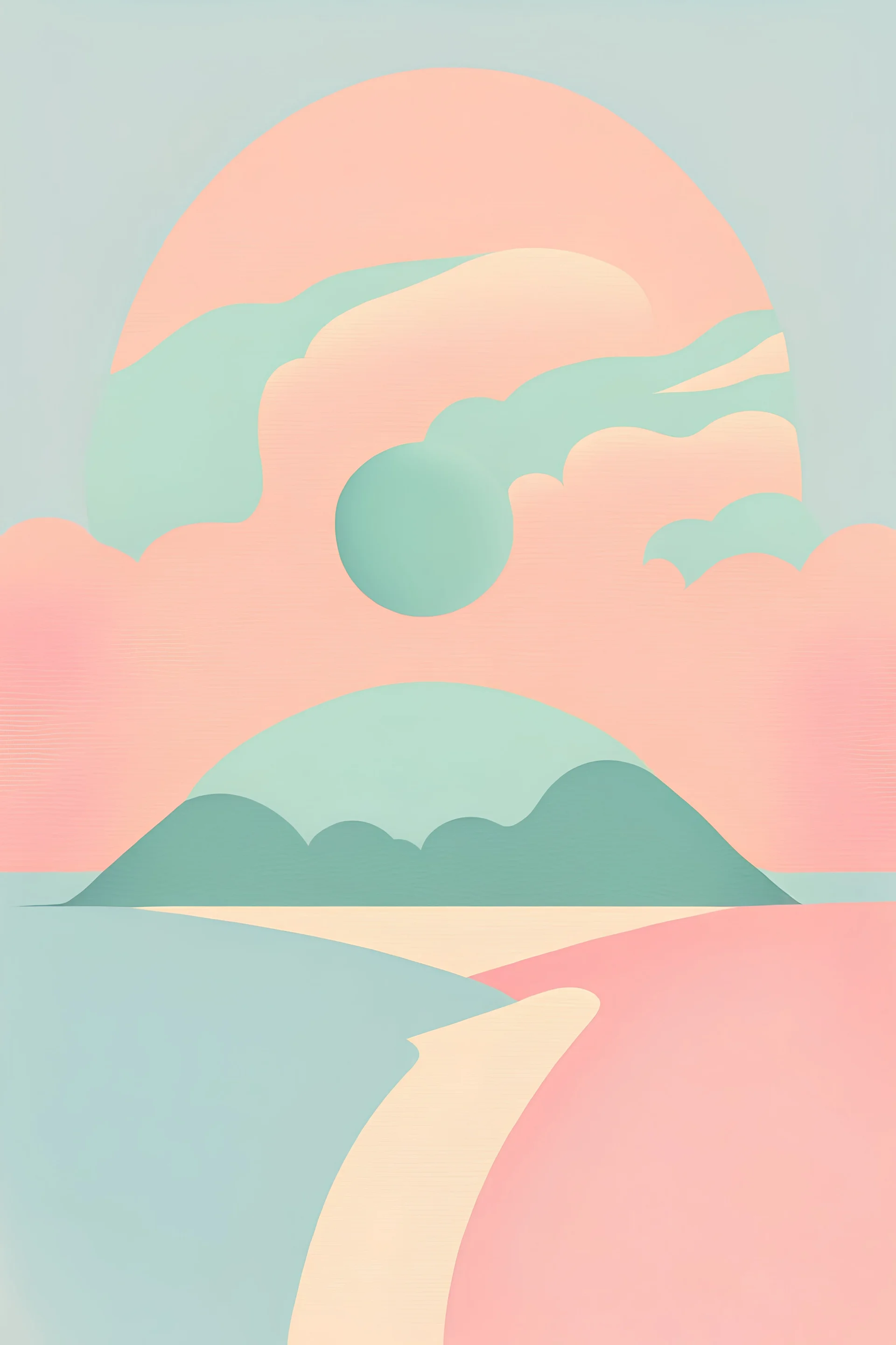 Minimalist picture, imitation of retro paint, pastel tones, psychotherapeutic theme