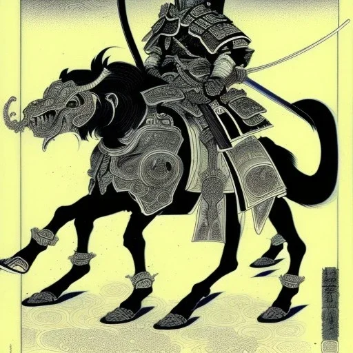 Dibujo de Samurai con estilo de Utagawa Kuniyoshi