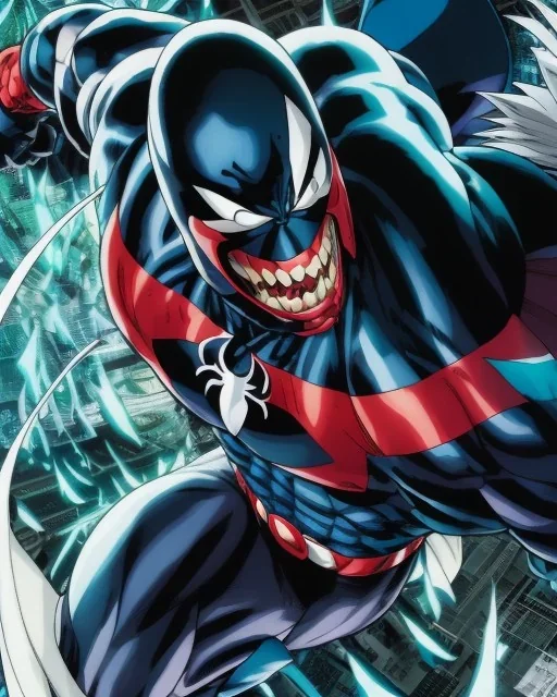 mavel comic book venom, symbiote, web swinging, open mouth, oversized mouth, long teeth and tongue, highly detailed, hyper-detailed, beautifully color-coded, insane details, intricate details, beautifully color graded, Cinematic, Color Grading, Editorial Photography, Depth of Field, DOF, Tilt Blur, White Balance, 32k, Super-Resolution, Megapixel, ProPhoto RGB, VR, Halfrear Lighting, Backlight, photorealistic rendering