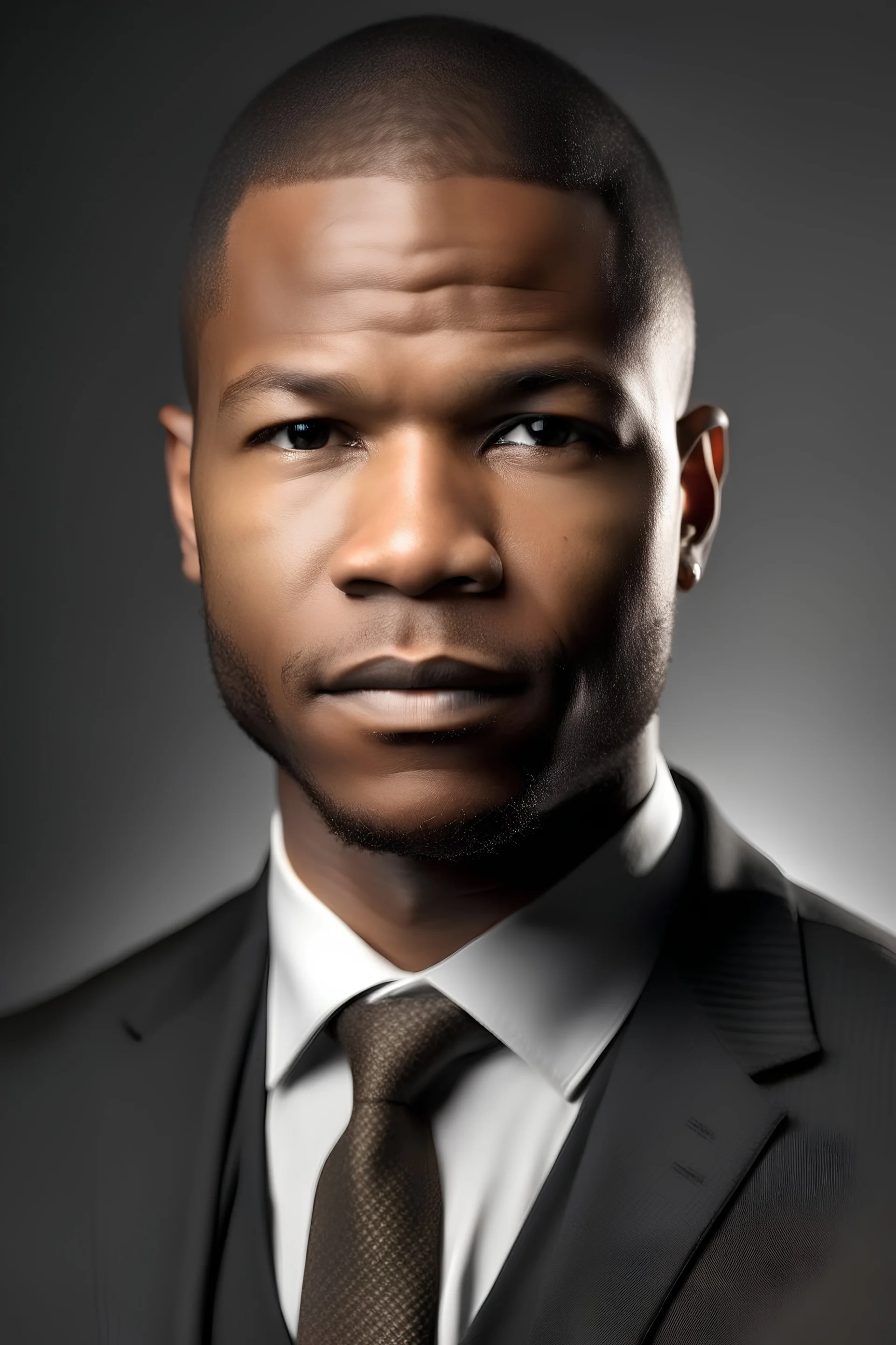a 19 year well-dressed african american male professional in a clean and neutral background, a buzz cut hair style. Aim for a confident expression. Ensure good lighting to highlight your features and convey credibility. Remember, the focus is on professionalism while maintaining a welcoming demeanor, creating an inviting image for potential professional connections and networking opportunities