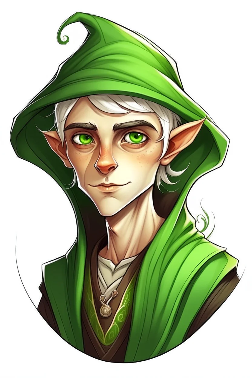 young elf green eyed student wizard