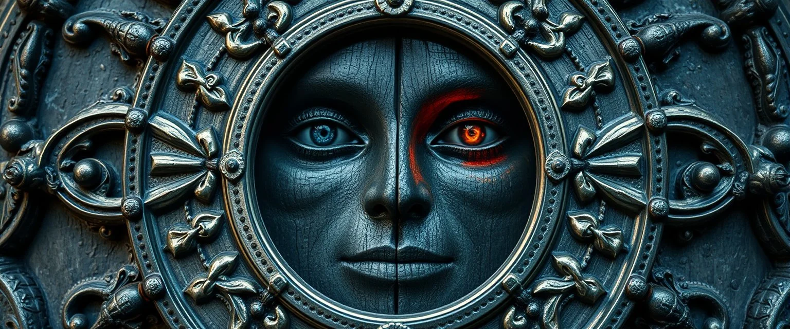 close up portrait of a voodoo double mirror soul gate