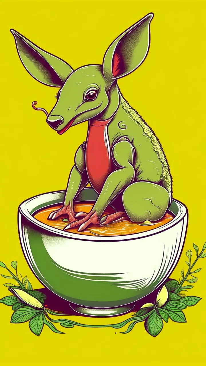 Japanese Kangaroo Soup Australian 80's Manga Style.