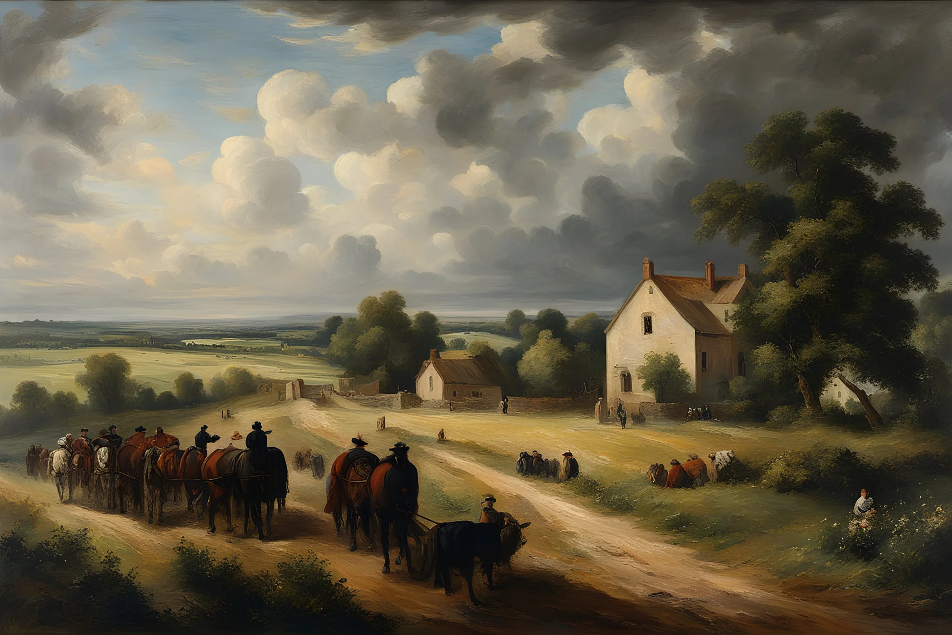 Celebration of the American Farm in the style of John Constable