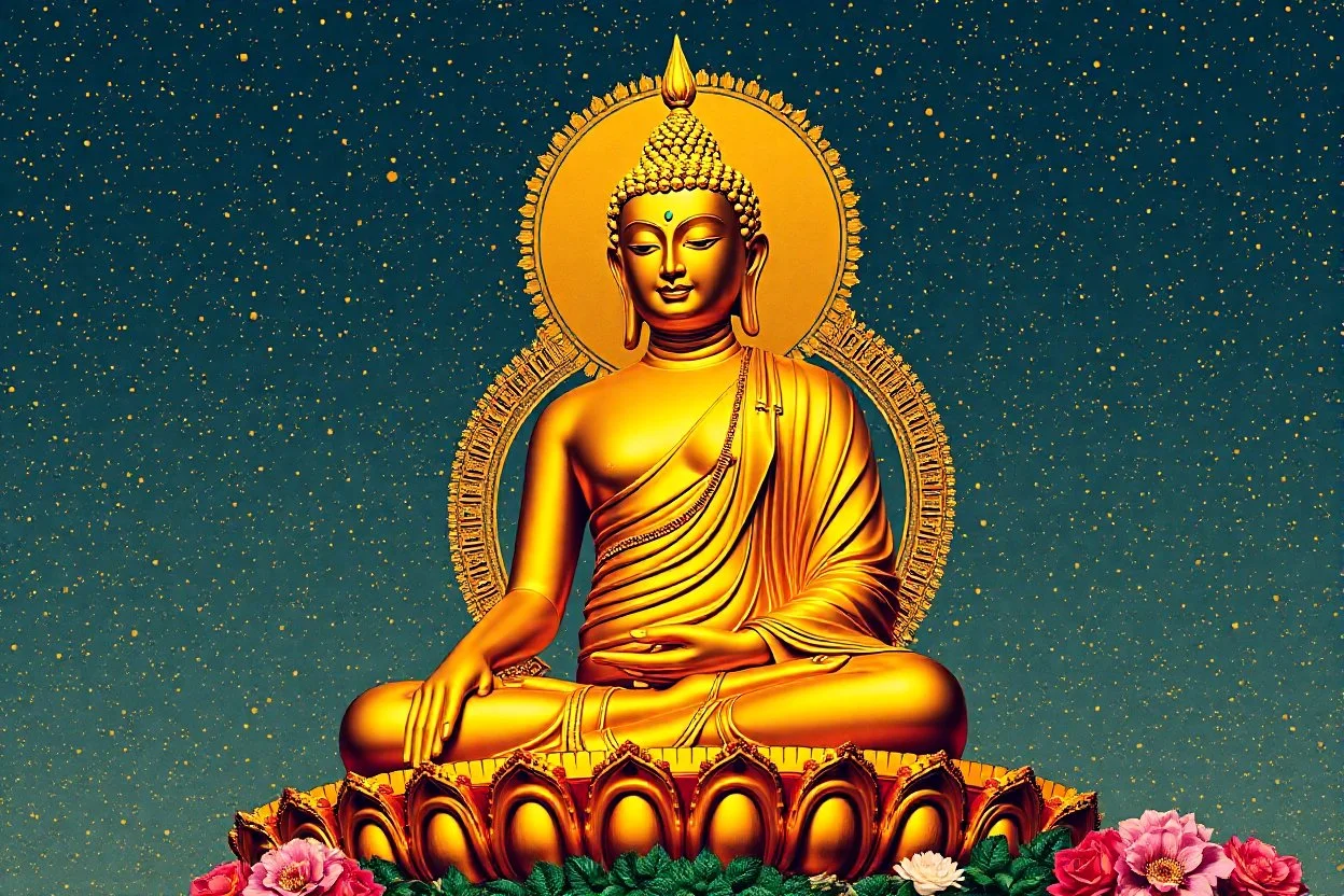 pop art pixels 1000 images golden budha in the style of klimt