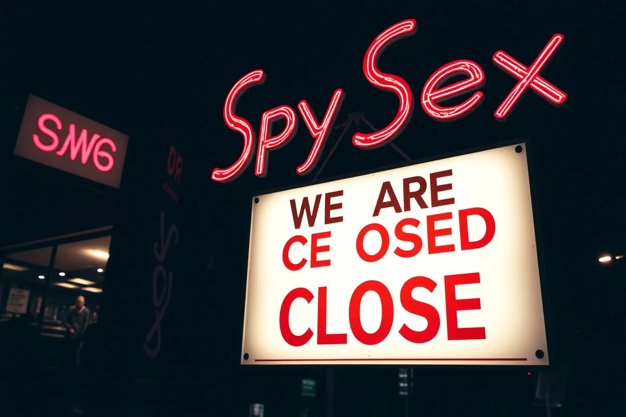 the spysex company filing for bankruptcy with we are closed sign