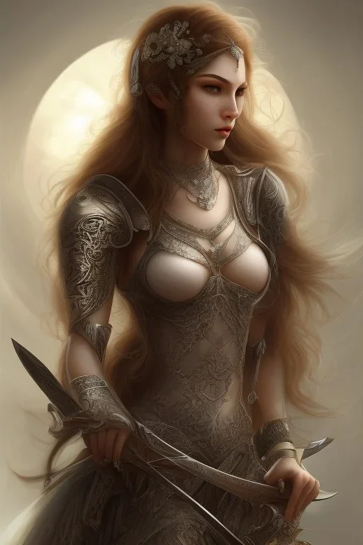 highly detailed, beautiful, young woman, sword