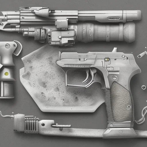 pistol, grey background