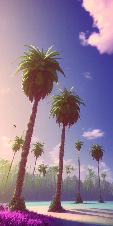 1980's aesthetic vaporwave palm trees with shperes