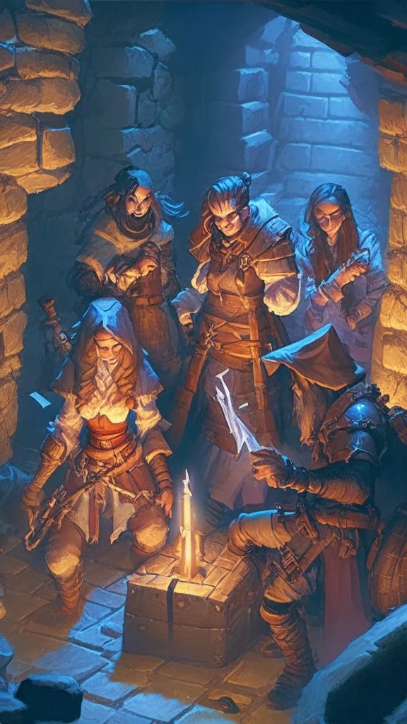 rpg group in a dungeon