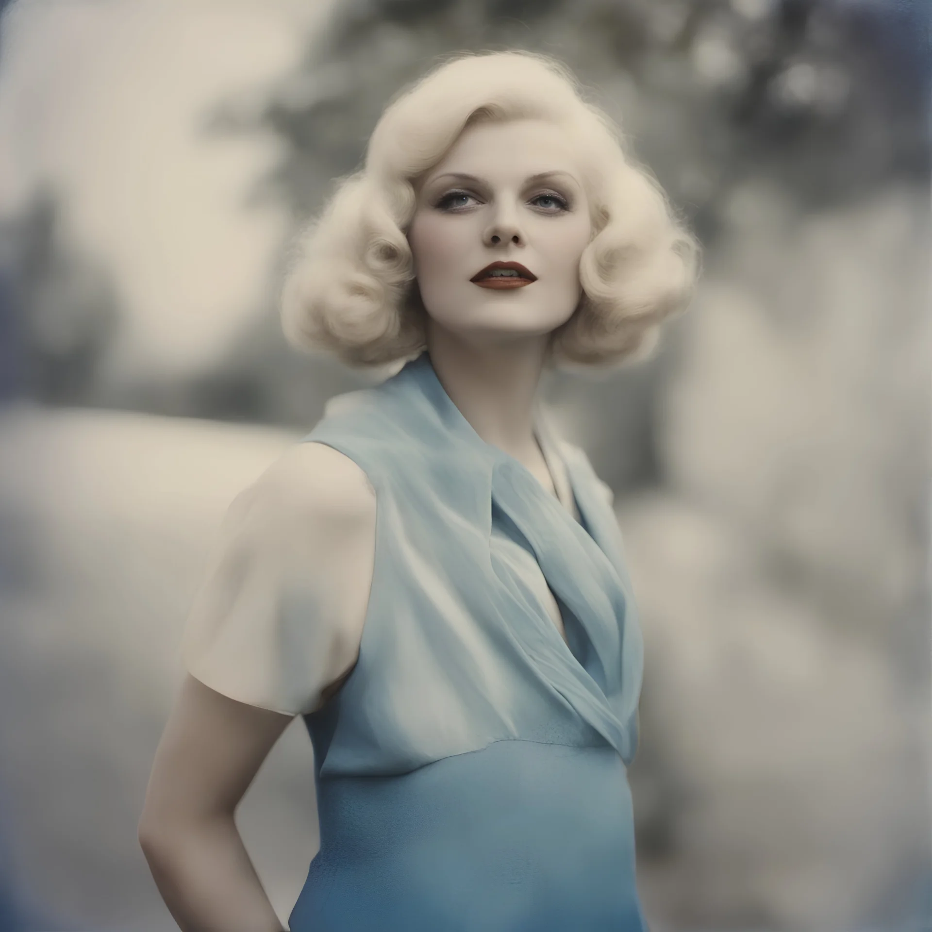 Jean harlow, blue, autochrome