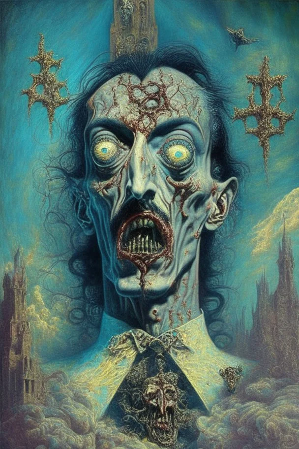 Artwork entitled "Christian Zombie Vampires Salvador Dali; surrealism; award-winning, intricate, insanely detailed, elegant