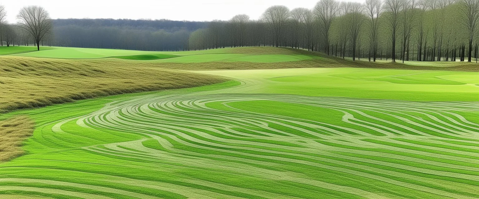 A gray golf course field painted by Frank Lloyd Wright