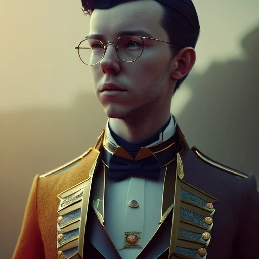 Full body, 3d render, asa butterfield, 1800's men style, 1800's men hair style, 1800's men clothes style, hyper realistic, octane render, unreal engine 5, 8k, palace background, uhd