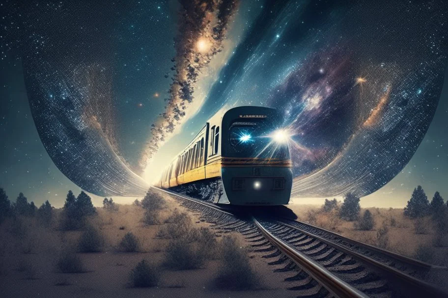 A train going into universe without rail.