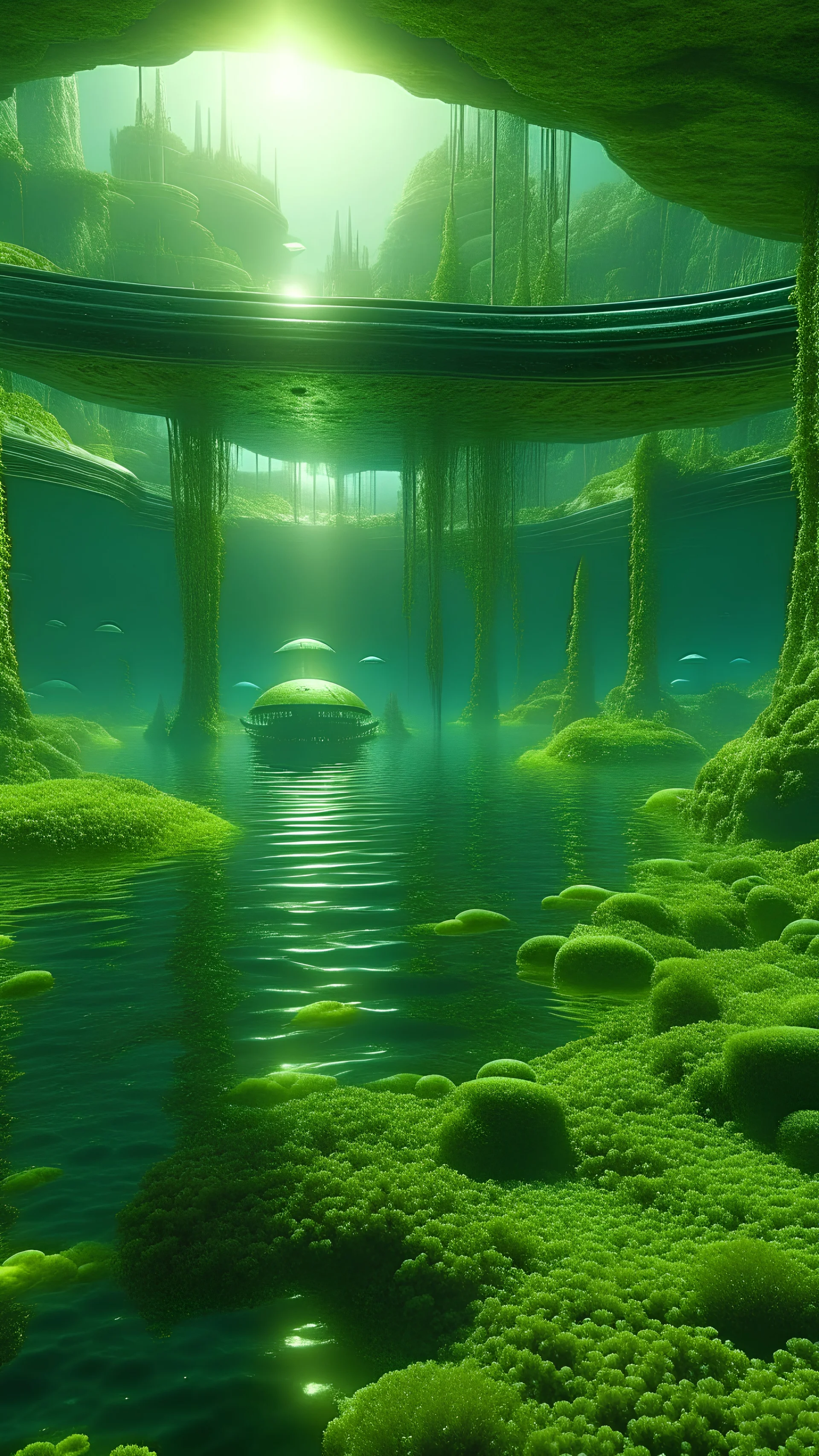 star wars inspired, underwater alien city, swamp, 4k photo, hyperrealistic