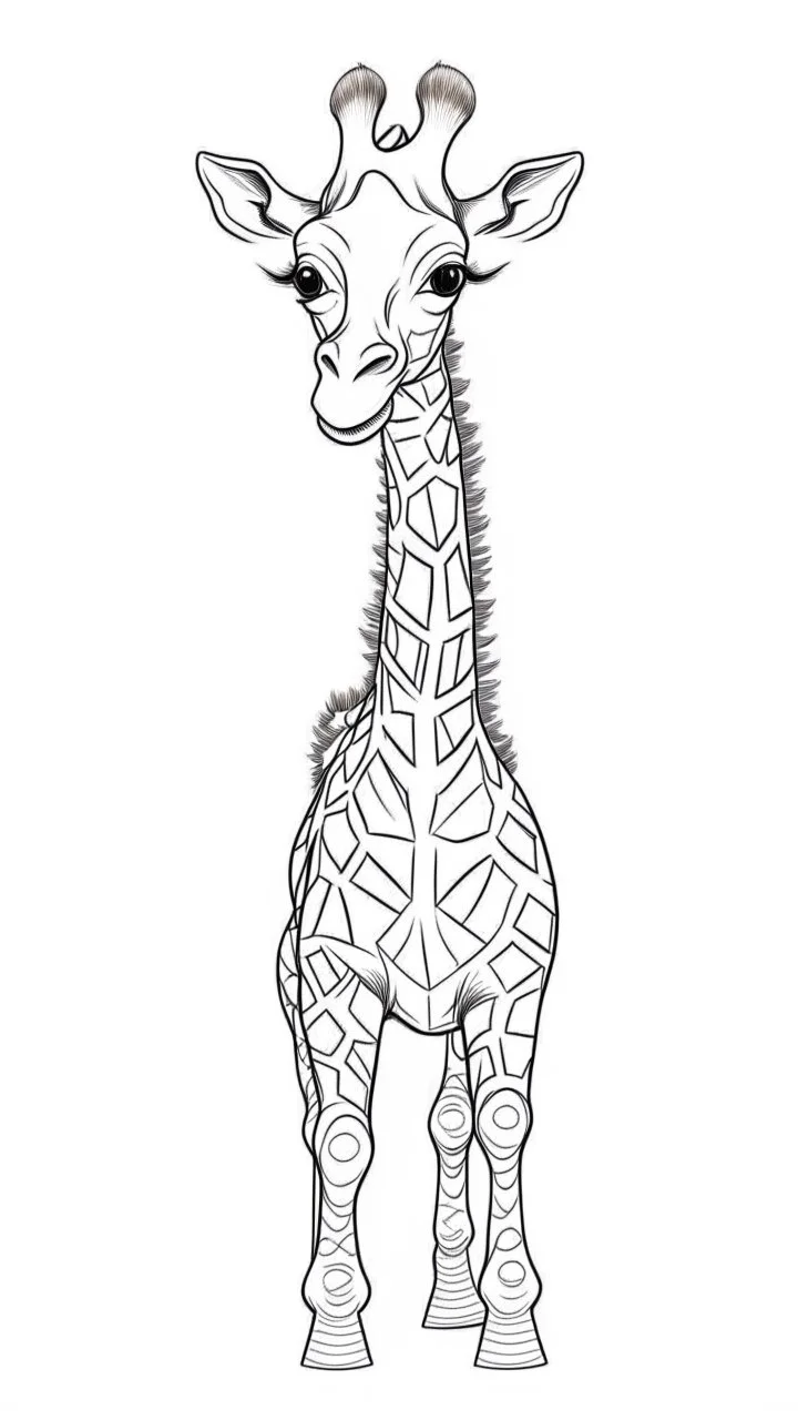 outline art for cute giraffe coloring pages, white background, sketch style, full body, only use outline, clean line art, white background, no shadows and clear and well