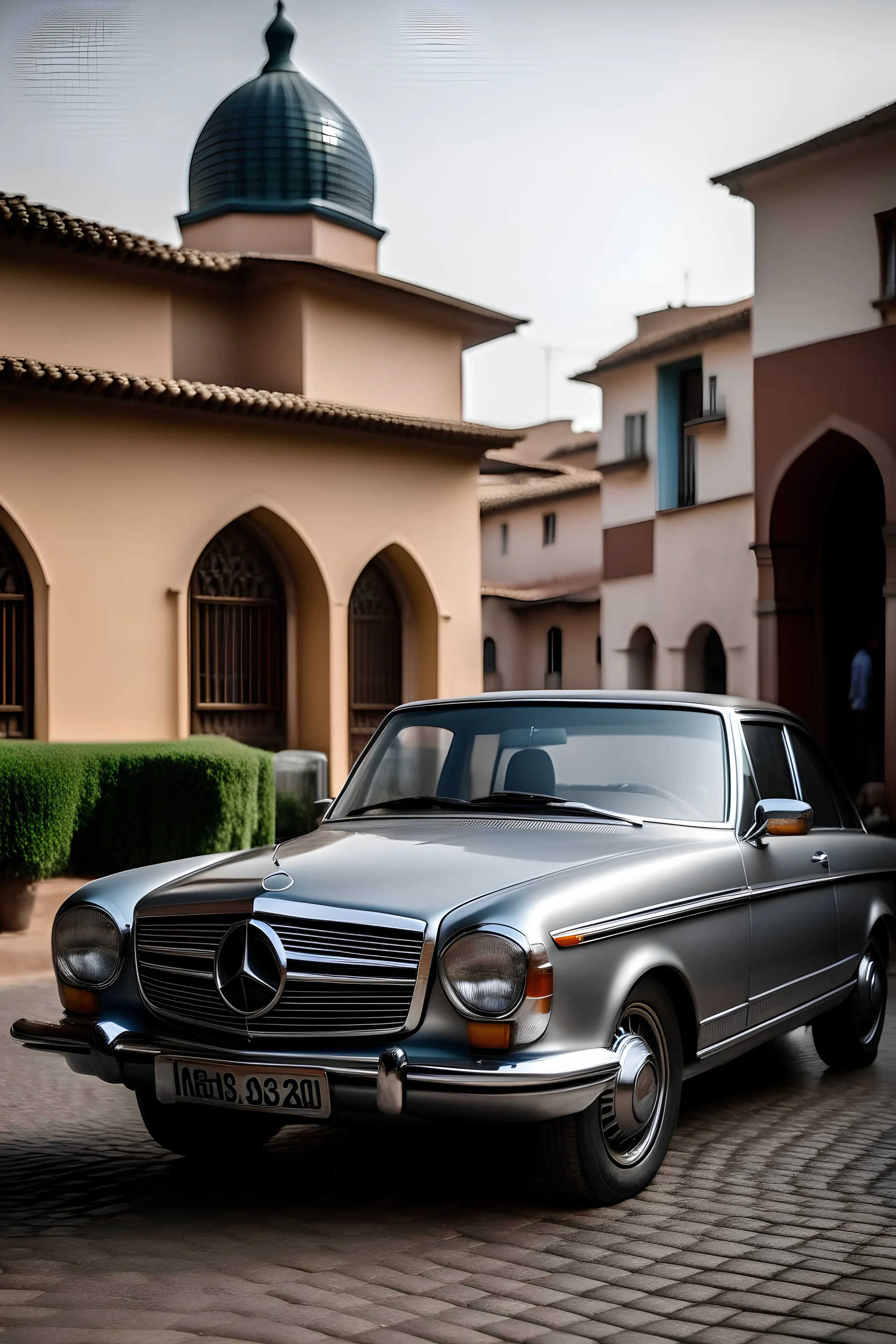 A special Background of Moroccan Mercedes 190 Grey in Rabat city