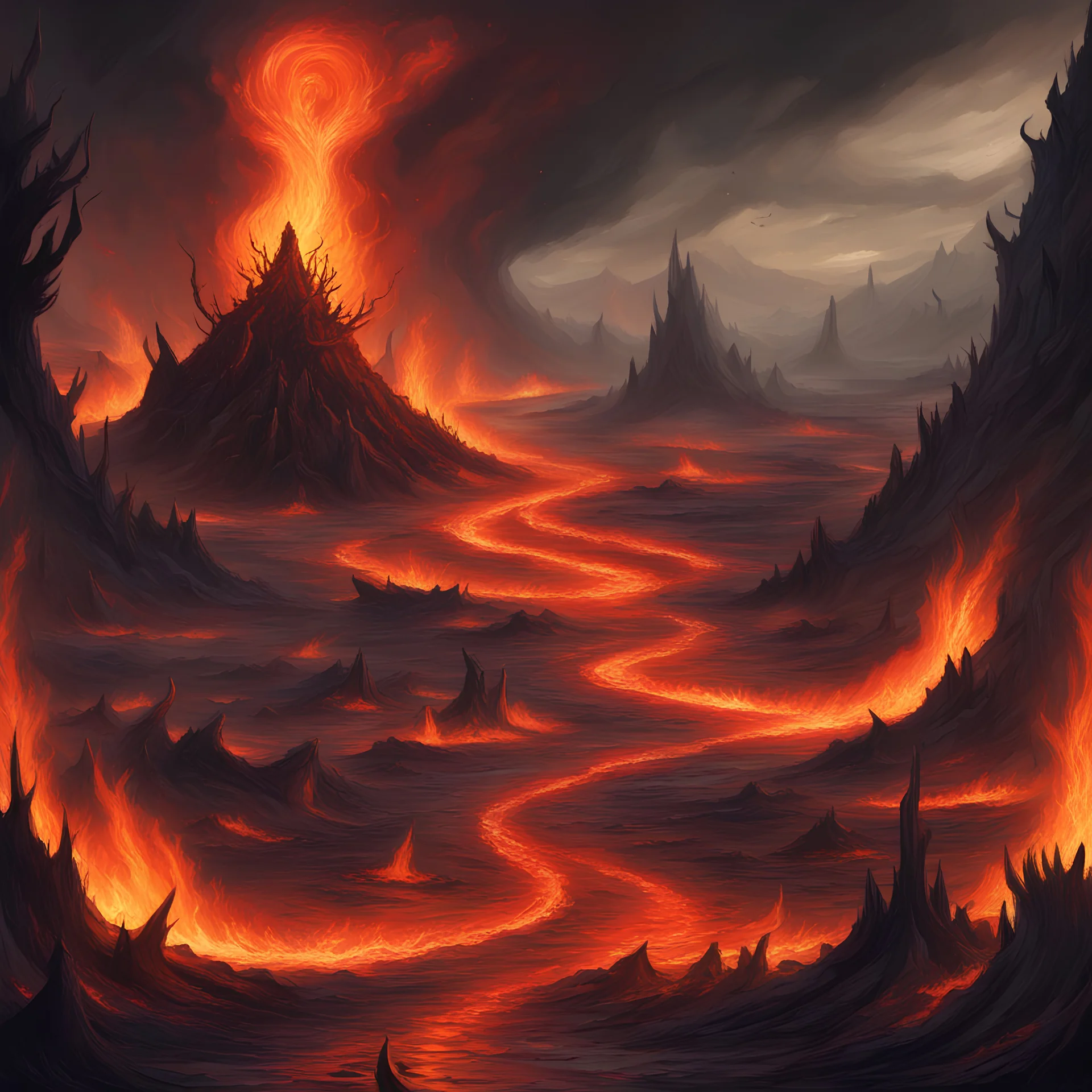 The Burn is a volcanic wasteland dominated by rivers of lava and the iron citadels full of Dagon's legions, in nightmare fuel art style