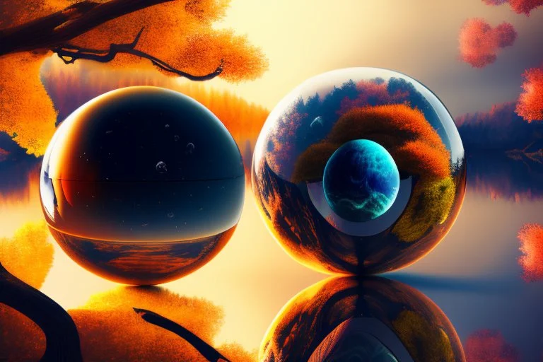 sphere stargate, autumn, lagoon, exoplanet, epic, sci-fi, hd