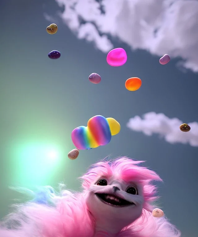 Ultra realistic speed clouds sky scene, wide angle view, sweet childs falling down, inflatable color clothing, free jumping flying, many trinkets, hair monster, many jelly beans, balls, color smoke, smile, happy, circus style, extreme, wind, clouds sea, 20,000 feet altitude, stratosphere, soft color, highly detailed, unreal engine 5, ray tracing, RTX, lumen lighting, ultra detail, volumetric lighting, 3d, finely drawn, high definition, high resolution.