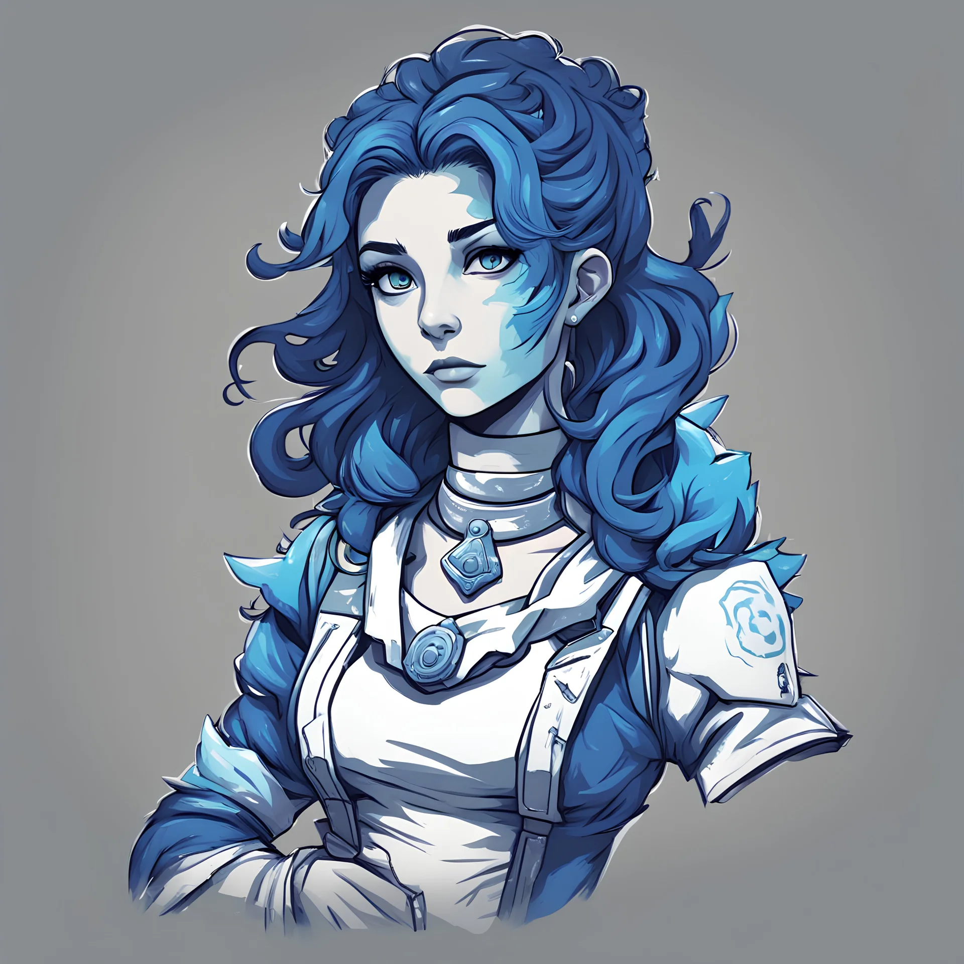 Celia, Hope's Strategist in Monster blue print art style