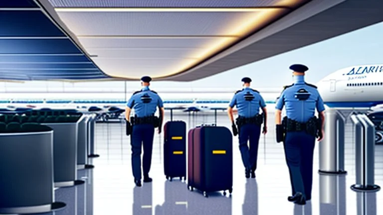 2 security officers escort upset customer away from airport lounge