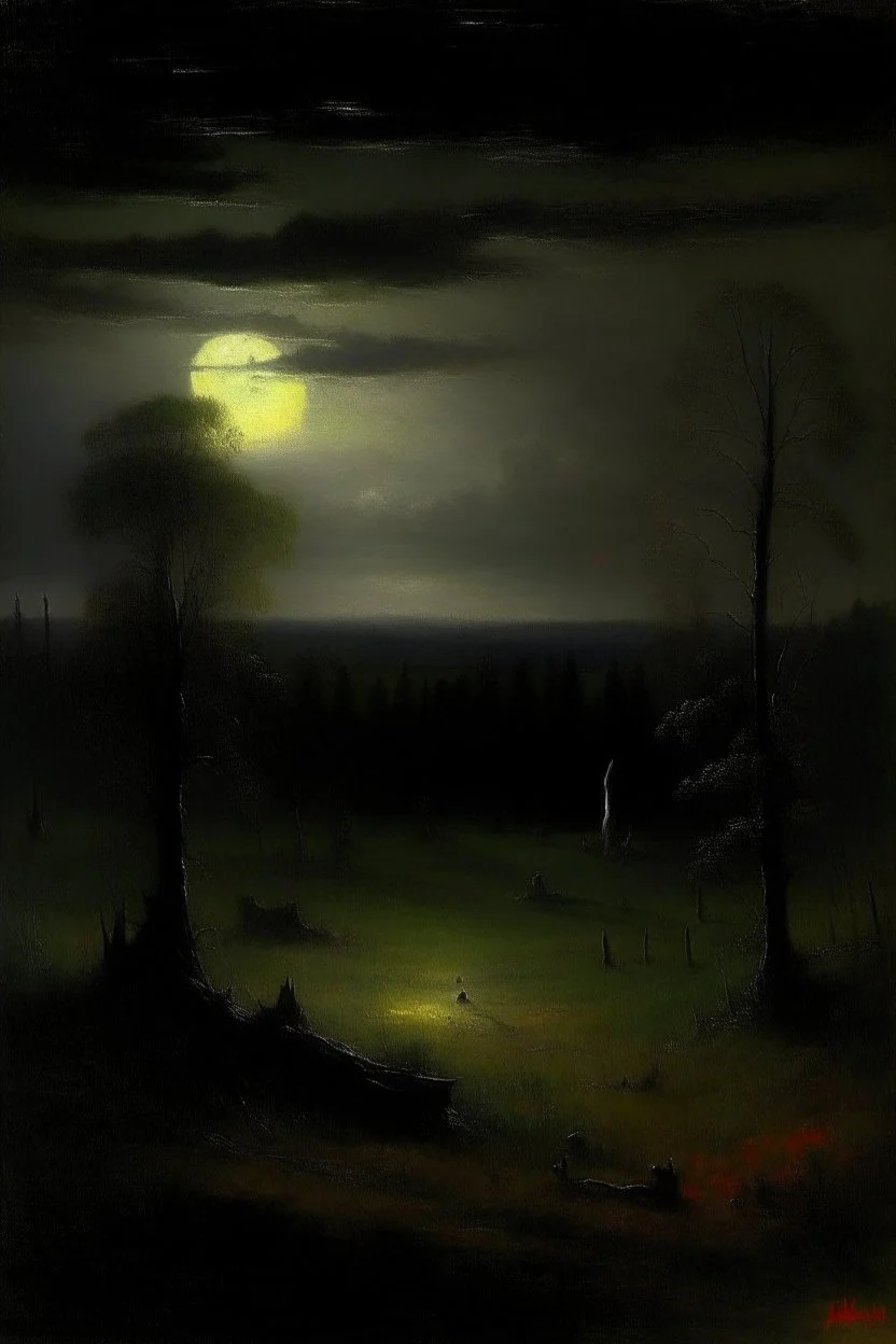 A black nightmare realm painted by George Inness