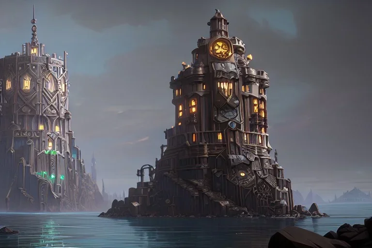 steampunk cliff palace river seven towers