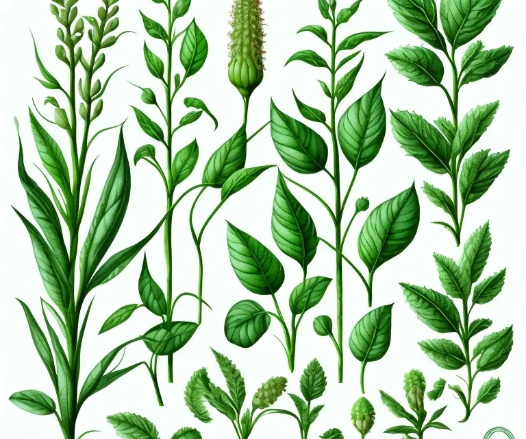 vector plants set illustration. watercolor white backdrop