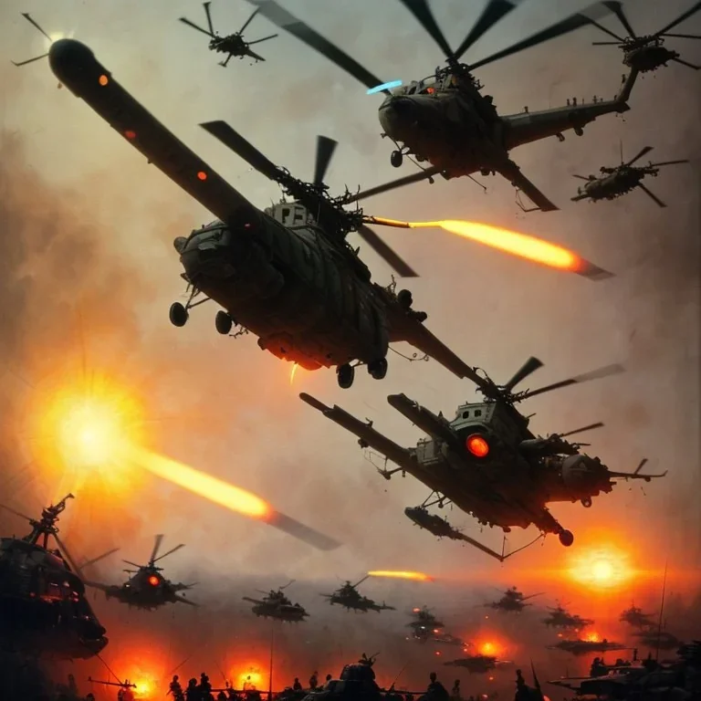 vietnam war. war report. helicopter. bokeh. lens flare. warm lights. high detailed. beksinski