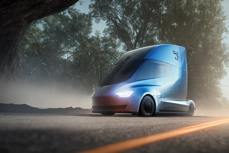 A Tesla 'Semi' (semi truck) is going at a high speed, within the trench of the Death Star. (CINEMATIC, WIDE ANGLE LENS, PHOTO REAL)