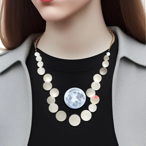 necklace with a simple, elegant design featuring a single, shimmering polyester in moon pendant