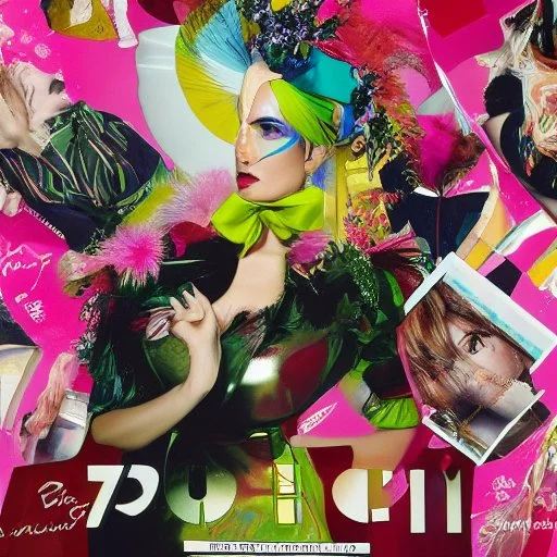 A vogue-like poster. Colourful, fashion.