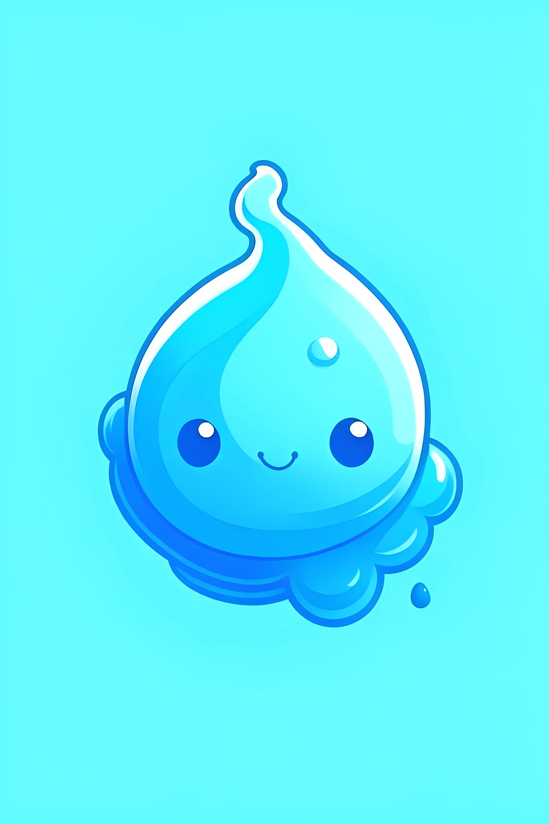 logo minimalist named "YuraManga", Cute Chibi Slime, Gradient Blue, beautiful