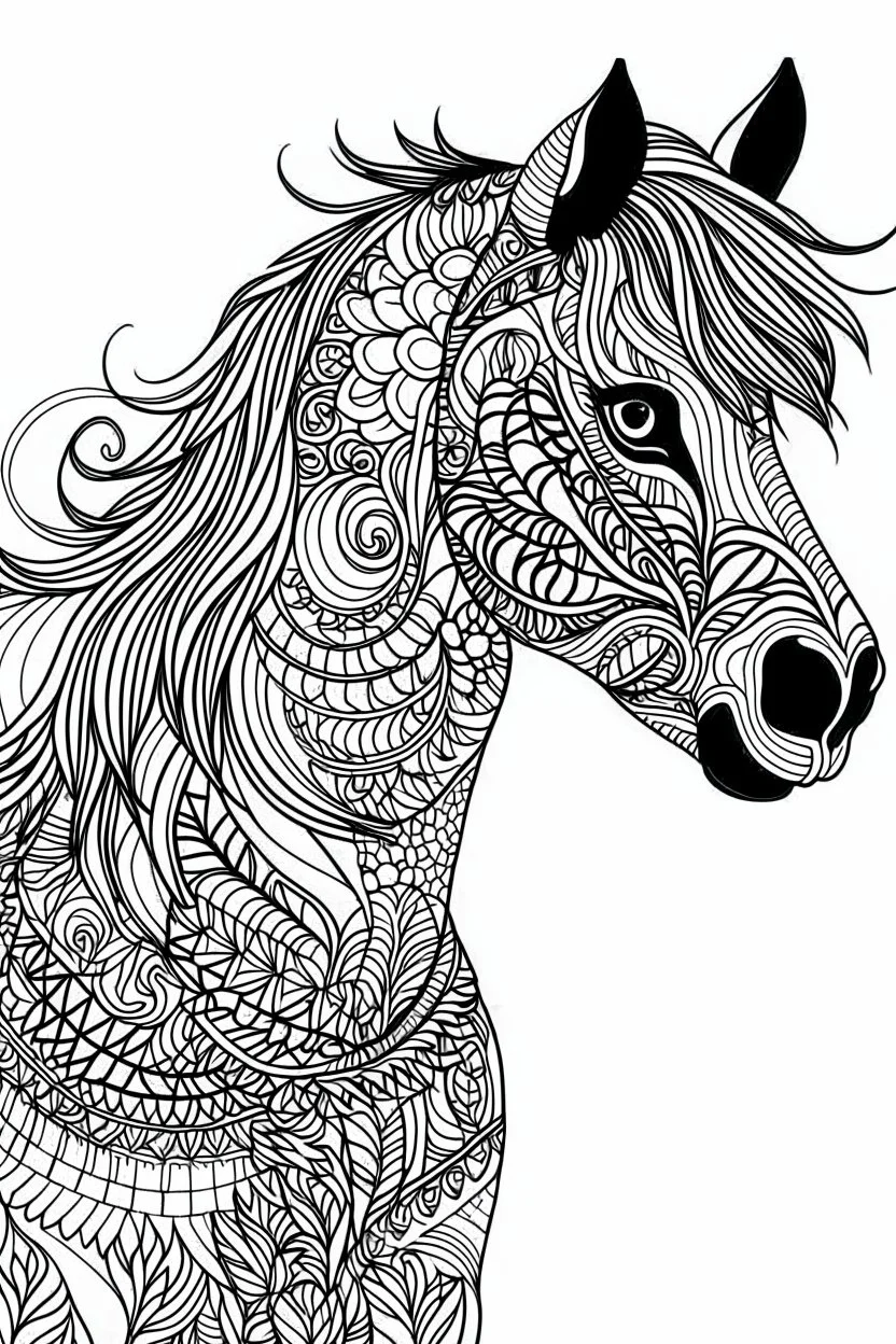 Creative Contour Outline Coloring Page Drawing on White Background