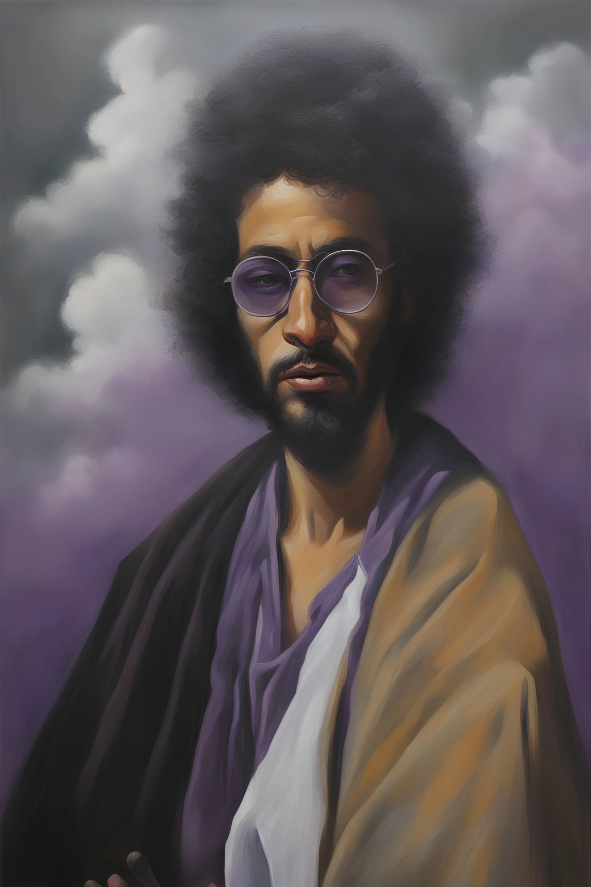 Portrait of Shas Am - oil painting by Wizz Ard - fog, mist, clouds and purple rain