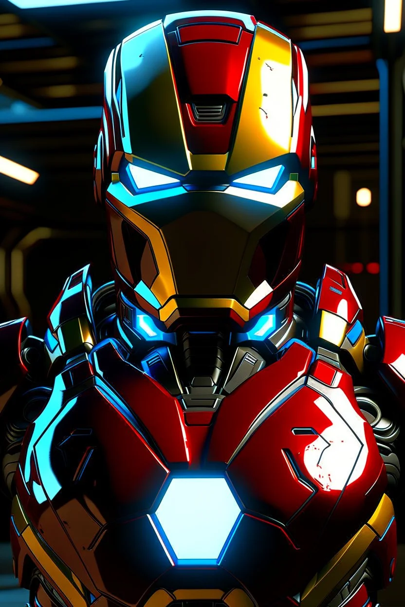 Iron Man but the helmet is off and u can see Tony Stark's face