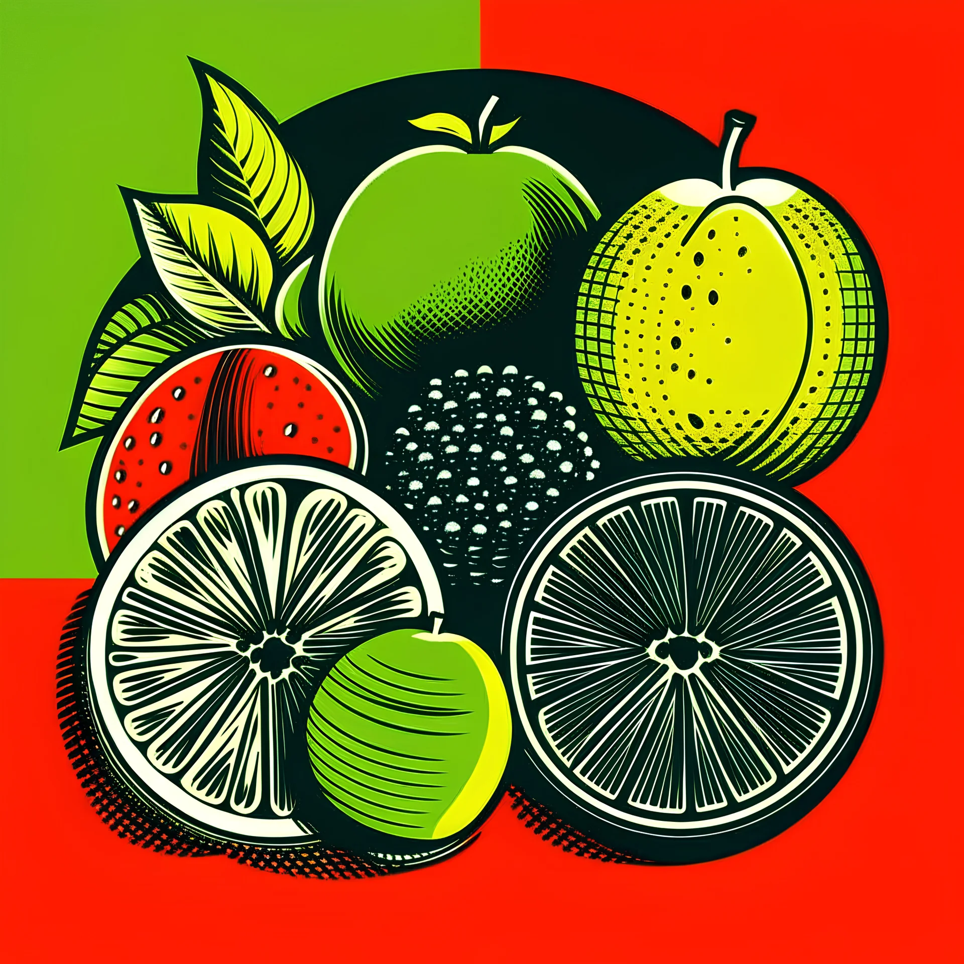 fresh fruit, line bold