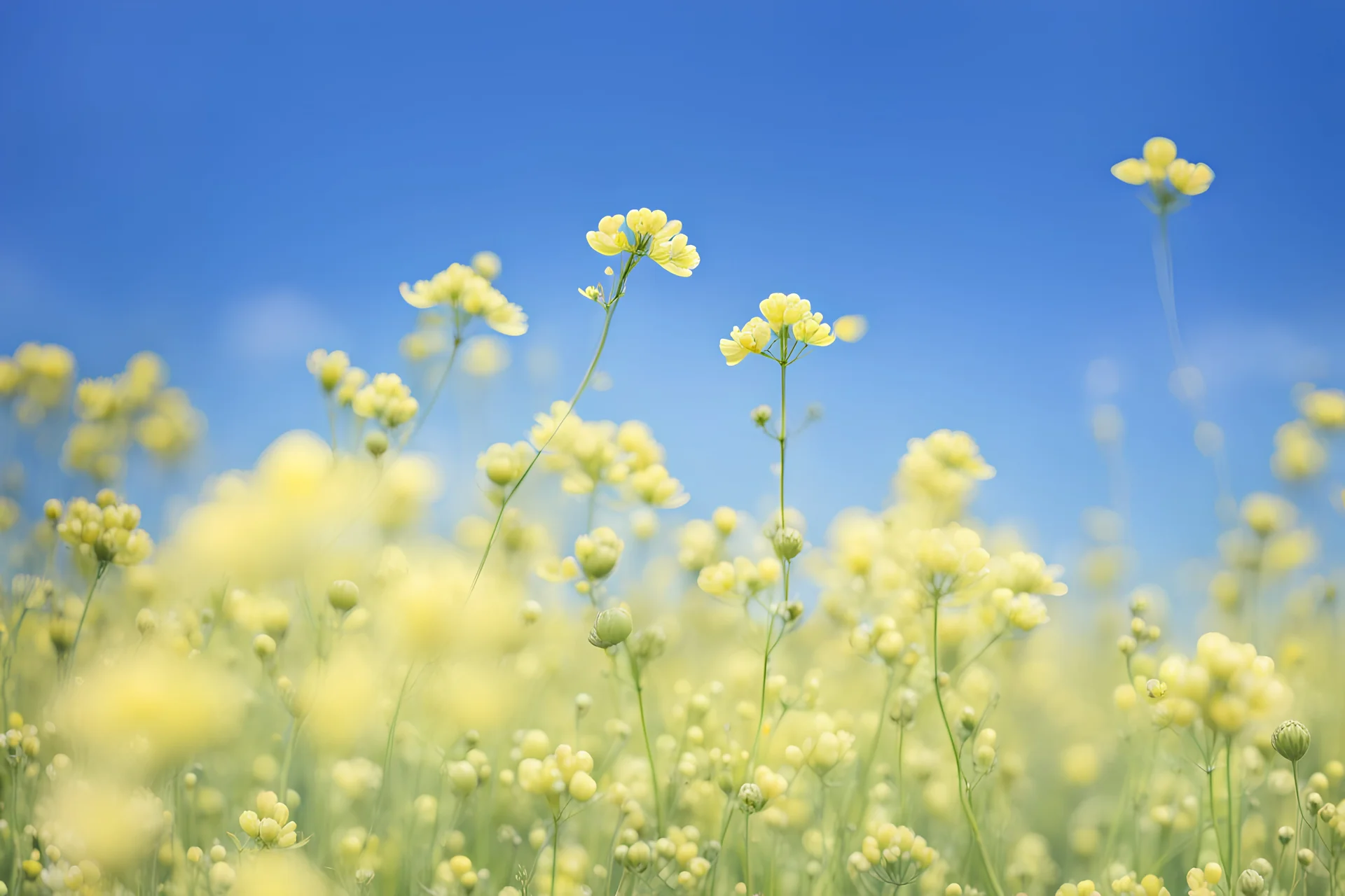 bottom half canola, detailed, top half sky, nature photo