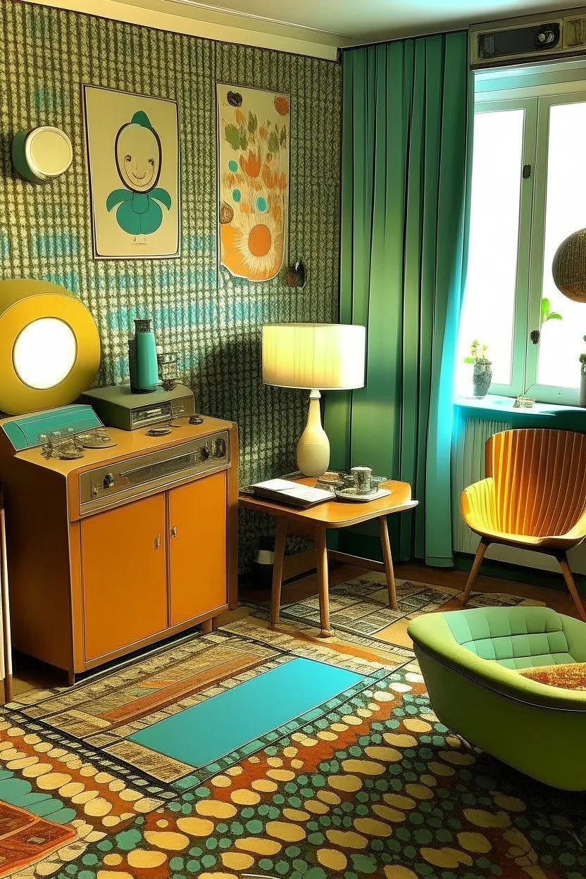 A vintage room embodying the essence of the 1960s