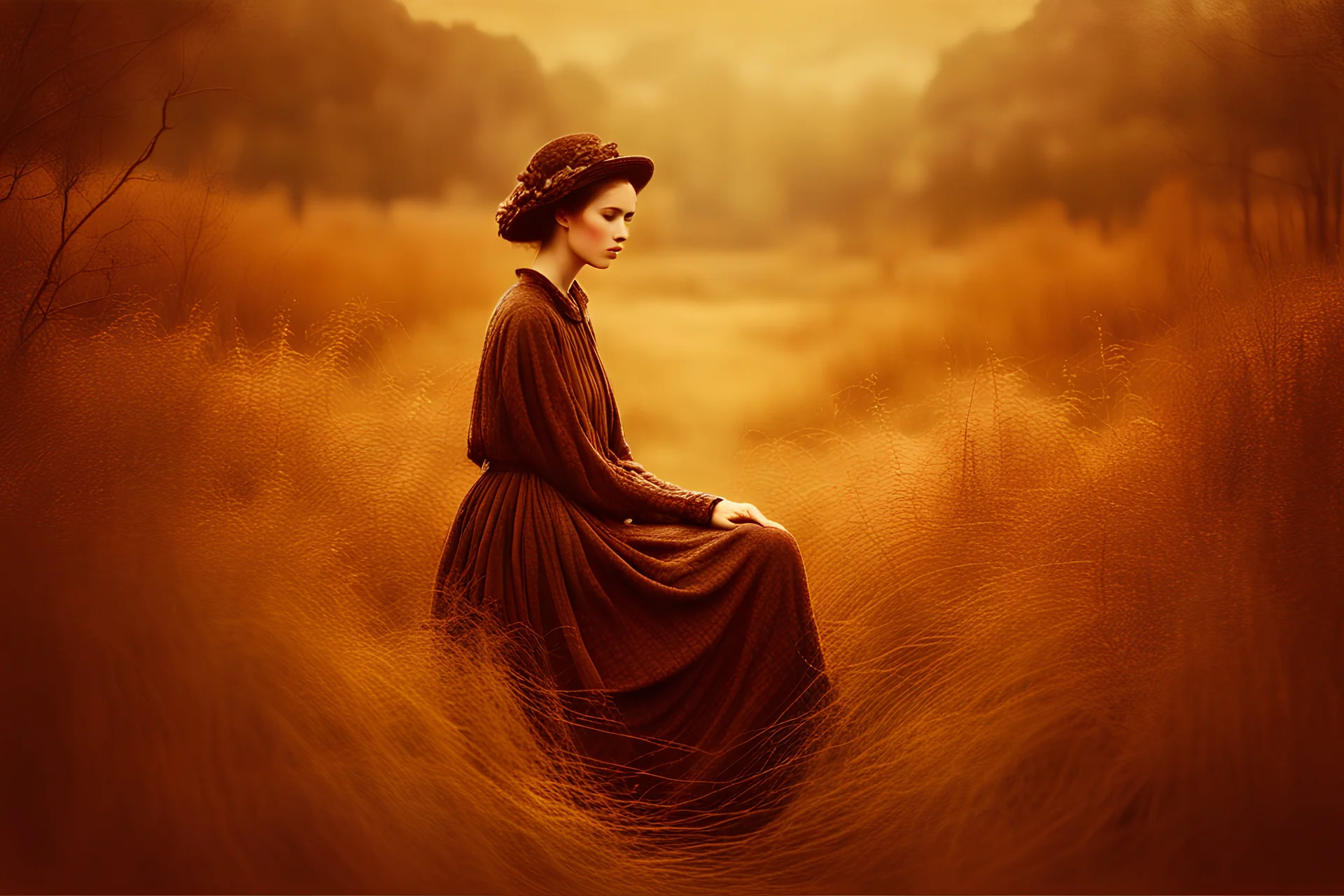 Single image: A Very Beautiful pretty dreamy Lady in eerie beautiful landscape art by Anka Zhuravleva, Sandy Welch, Jane Small, Aliza Razell, Eduard Veith, Joel Robison, Mikhail Vrubel, Ferdinand Hodler, Christoffer Relander, William Timlin, Charles Rennie Mackintosh, John Lowrie Morrison, Sidney Nolan. 3/4 Headshot, Volumetric lighting, 3d, mixed media, Best quality, crisp quality