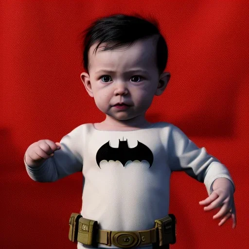 Batman baby full body detail, unreal 5, octane render,cinema4d, dynamic lighting, 8k, redshift render, highly, hyperrealism ultra detailed, hyper realistic.