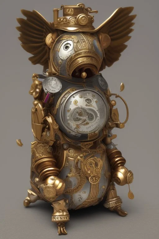 cute steampunk mechanical monkey with wings