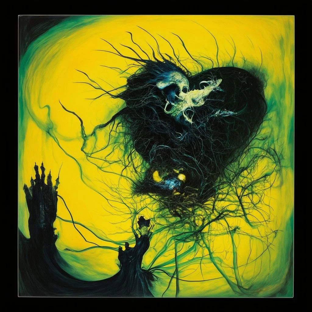 nightmare neon reveries, by Dave McKean, by Graham Sutherland, surreal, by Auturo Souto album cover design