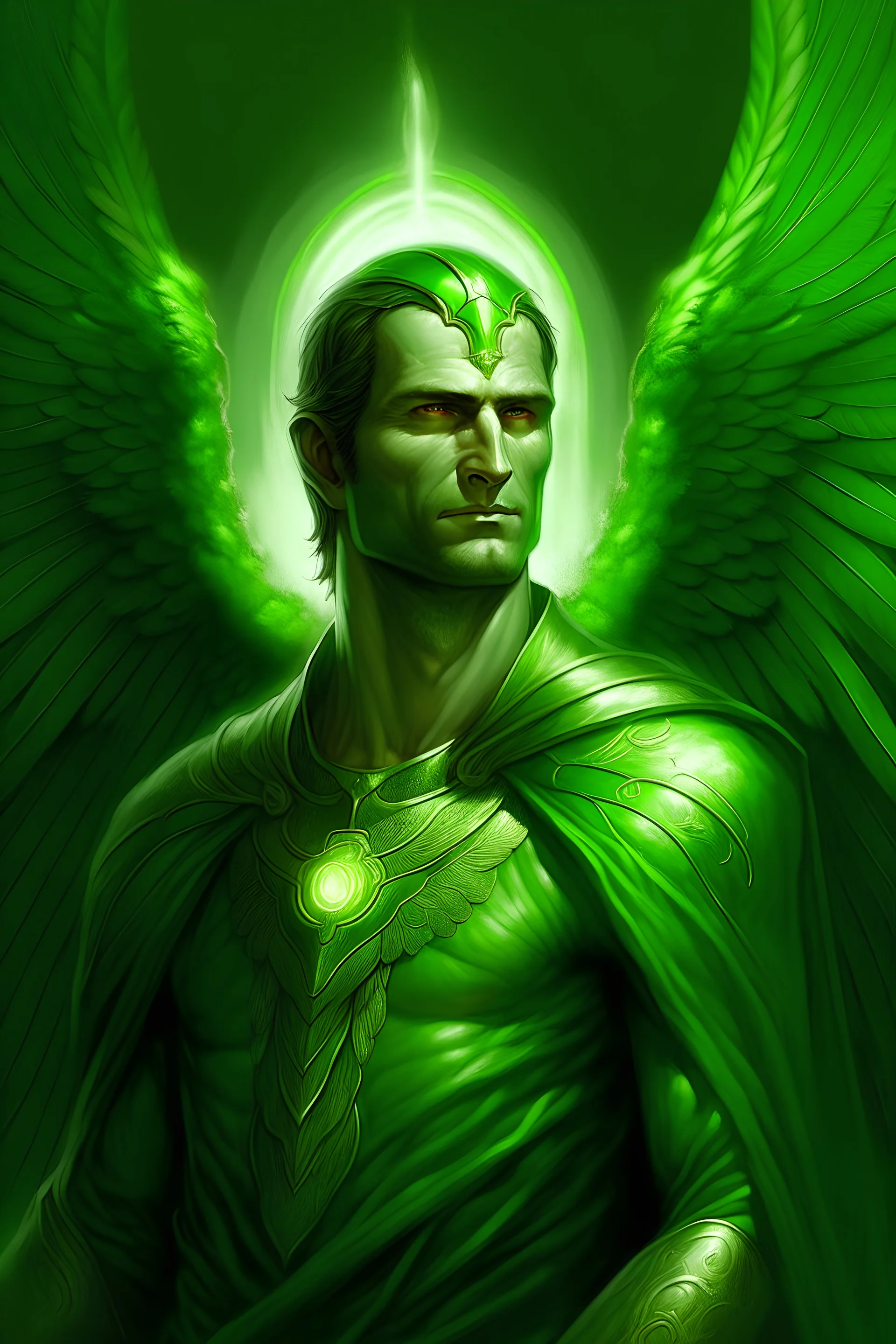 portrait of a male green archangel