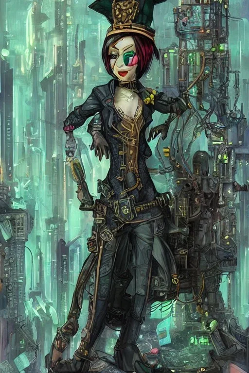 steampunk elf detective in a neon dystopian city