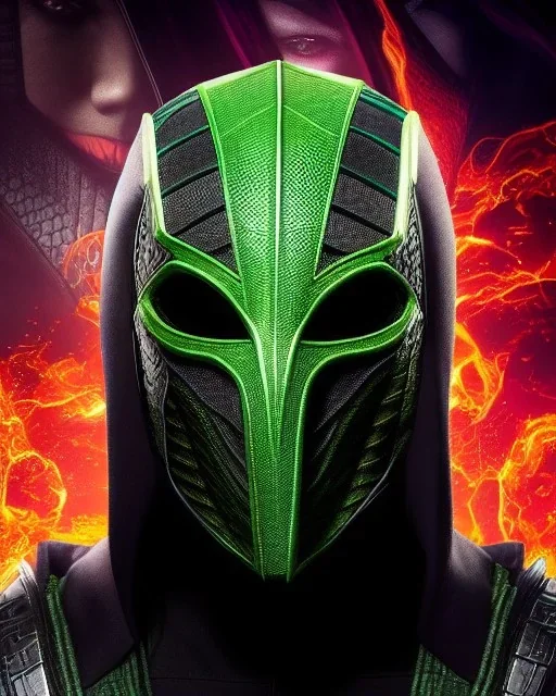 reptilian , mask cover whole face and hood , mortal kombat 11, highly detailed, hyper-detailed, beautifully color-coded, insane details, intricate details, beautifully color graded, Cinematic, Color Grading, Editorial Photography, Depth of Field, DOF, Tilt Blur, White Balance, 32k, Super-Resolution, Megapixel, ProPhoto RGB, VR, Half rear Lighting, Backlight, non photorealistic rendering